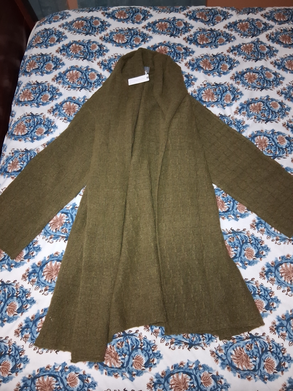 Anthropologie OS Olive Green Open-Front Knit Cardigan